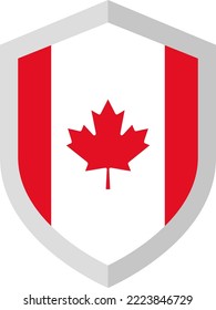 Shield with the flag of Canada. Vector illustration