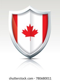 Shield with Flag of Canada - vector illustration