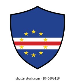 Shield with Flag of Cape Verde - vector illustration.