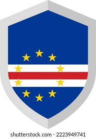 Shield with the flag of Cape Verde. Vector illustration