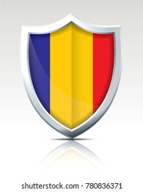 Escudo com Bandeira do Chade - ilustração vetorial