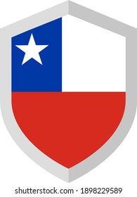 Shield with the flag of Chile, national colors. Vector illustration