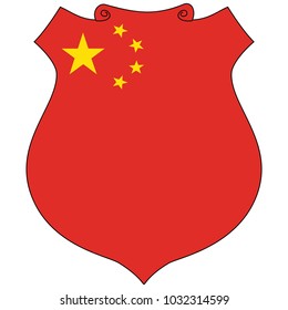Shield with Flag of China - vector illustration
