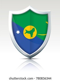 Shield with Flag of Christmas Island - vector illustration