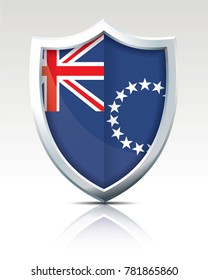 Shield with Flag of Cook Islands - vector illustration
