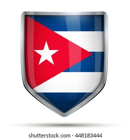 Shield with flag Cuba. Editable Vector Illustration isolated on white background.