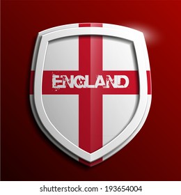 Shield with flag of England icon. Protect privacy Illustration, Land of the rose badge icon. Banner presentation.
