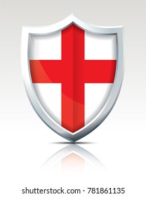 Shield with Flag of England - vector illustration