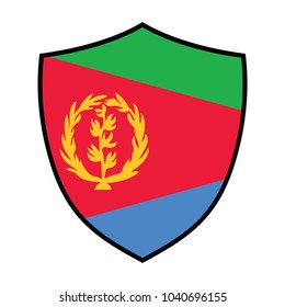 Shield with Flag of Eritrea - vector illustration, A Shield Illustration with the flag for the country of Eritrea.