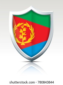 Shield with Flag of Eritrea - vector illustration