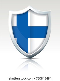 Escudo con bandera de Finlandia - ilustración vectorial