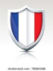 Shield with Flag of France - vector illustration