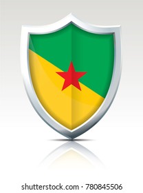 Shield with Flag of French Guiana - vector illustration