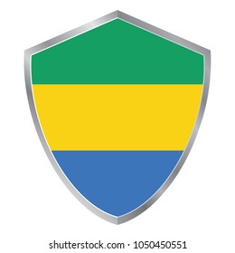 Shield with Flag of Gabon. Africa. vector illustration. eps10.