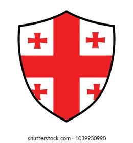 Shield with flag Georgia. Editable Vector Illustration isolated on white background.