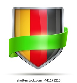 Shield with flag Germany and ribbon. Editable Vector Illustration isolated on white background.