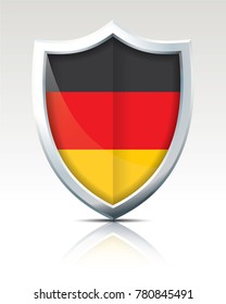 Shield with Flag of Germany - vector illustration