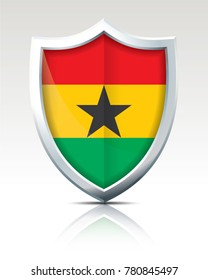 Shield with Flag of Ghana - vector illustration