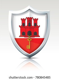 Shield with Flag of Gibraltar - vector illustration