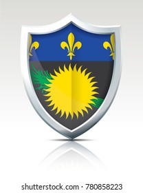 Shield with Flag of Guadeloupe - vector illustration