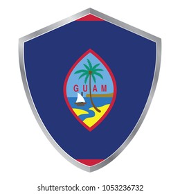 Shield with Flag of Guam.  vector illustration. 
white background. eps10.