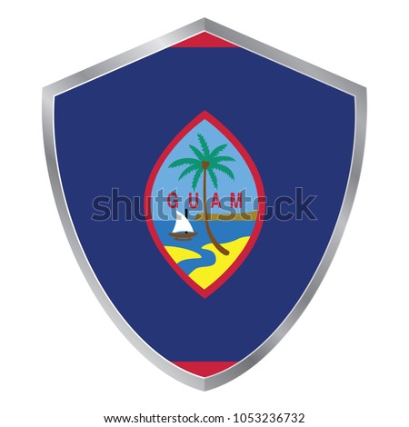 Shield with Flag of Guam.  vector illustration. 
white background. eps10.