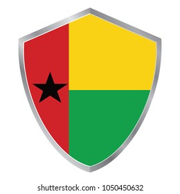 Shield with Flag of Guin Bissau. Africa. vector illustration. eps10.