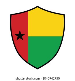 Shield with Flag of Guinea-Bissau - vector illustration.