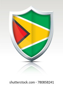 Escudo con bandera de Guyana - ilustración vectorial