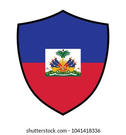 Shield with Flag of Haiti - vector illustration, Haiti Flag Vector Shield Icon - Illustration.