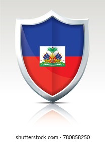 Shield with Flag of Haiti - vector illustration