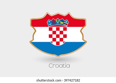 A Shield Flag Illustration of Croatia