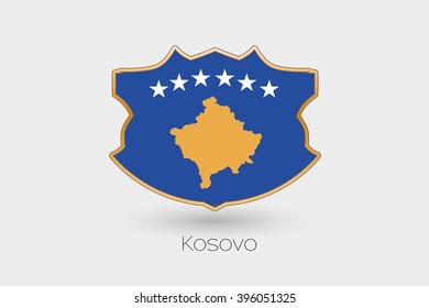 A Shield Flag Illustration of Kosovo