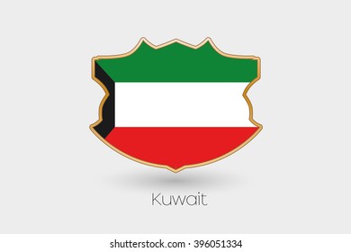 A Shield Flag Illustration of Kuwait