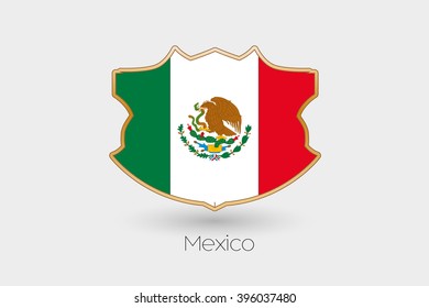 A Shield Flag Illustration of Mexico