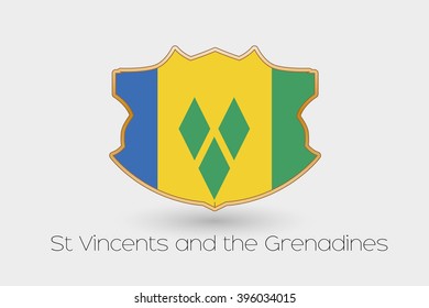 A Shield Flag Illustration of Saint Vincent and the Grenadines