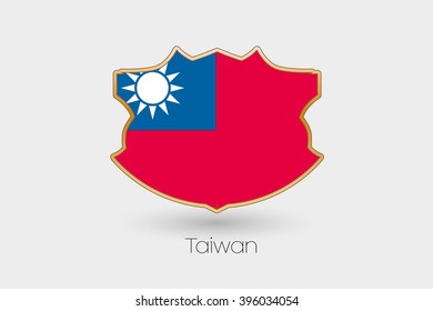 A Shield Flag Illustration of Taiwan