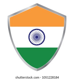 Shield with Flag of India. asia. vector illustration. white background vector. eps10.