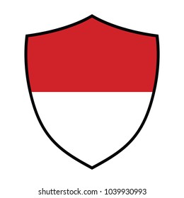 Shield with Flag of Indonesia - vector illustration.