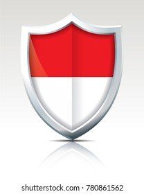 Shield with Flag of Indonesia - vector illustration