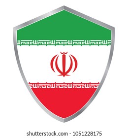 Shield with Flag of Iran. asia. vector illustration. white background vector. eps10.