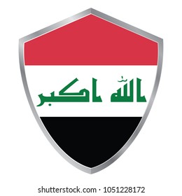 Shield with Flag of Iraq. asia. vector illustration. white background vector. eps10.
