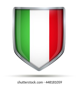 Shield with flag Italy. Editable Vector Illustration isolated on white background.