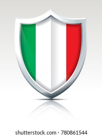 Shield with Flag of Italy - vector illustration