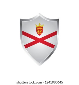 Shield with Flag of Jersey - vector illustration