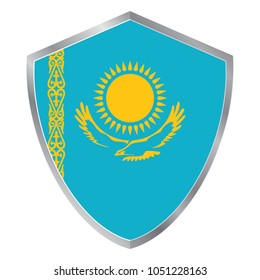 Shield with Flag of Kazakhstan. asia. vector illustration. white background vector. eps10.