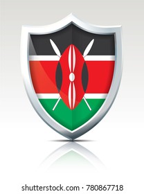 Escudo con bandera de Kenia - ilustración vectorial