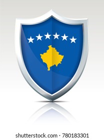 Shield with Flag of Kosovo - vector illustration