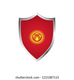 Shield with Flag of Kyrgyzstan - vector illustration