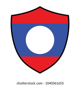 Shield with Flag of Laos - vector illustration